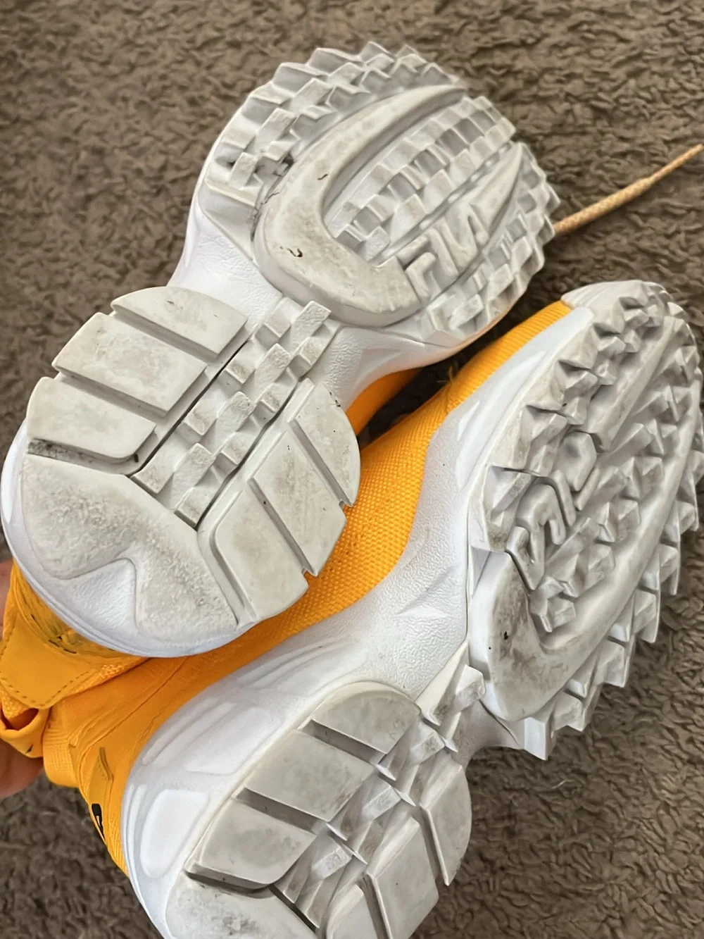 FILA Men's Yellow High-Top Boat Shoes with White Sole